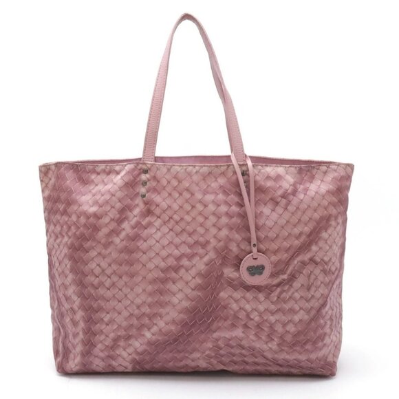 Authentic Bottega Veneta Intrecciolusion Nylon Medium Tote Bag Shoulder Pink - Picture 1 of 7